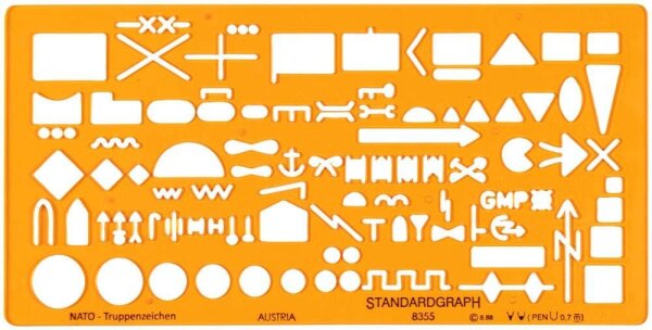 STANDARDGRAPH Zeichenschablone NATO Truppenzeichen 8355 orange