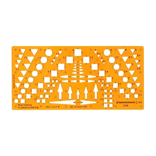 STANDARDGRAPH Zeichenschablone Planzeichen II 7358 orange