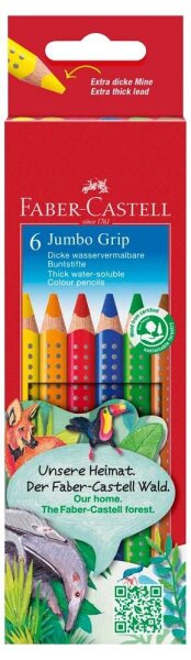 FABER-CASTELL Jumbo GRIP Buntstifte farbsortiert, 6 St.