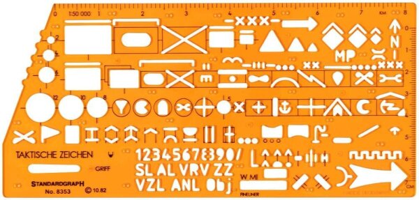 STANDARDGRAPH Zeichenschablone Taktische Zeichen NATO 8353 orange