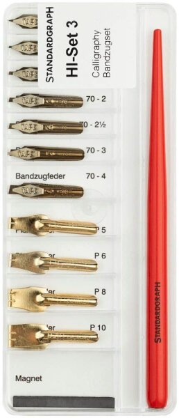 STANDARDGRAPH Bandzug Kalligrafie-Set rot verschiedene Federbreiten, 1 Set