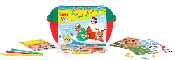 JOVI Modelliermasse Play & Fun Plastilina Christmas mehrfarbig
