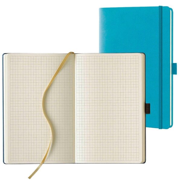 Lediberg Notizbuch ca. DIN A5 kariert, türkisblau Hardcover 240 Seiten, 1 St.