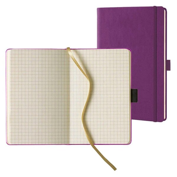 Lediberg Notizbuch ca. DIN A5 kariert, lila Hardcover 240 Seiten, 1 St.
