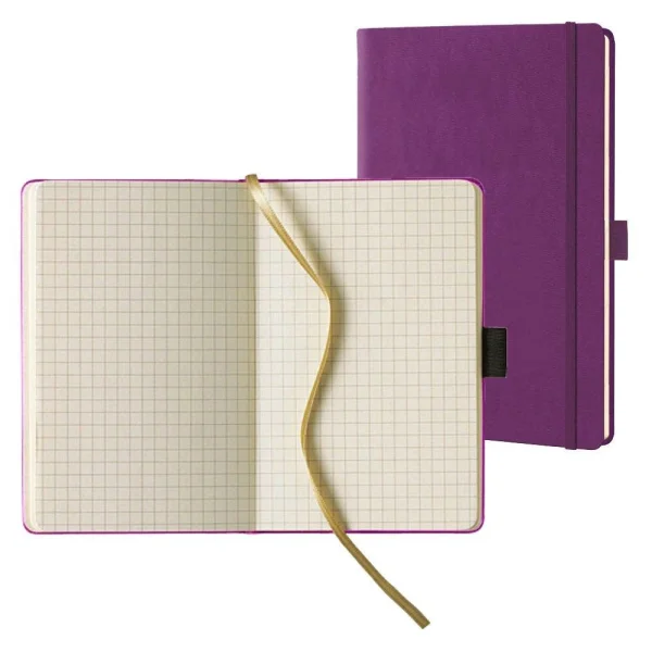 Lediberg Notizbuch ca. DIN A5 kariert, lila Hardcover 240...
