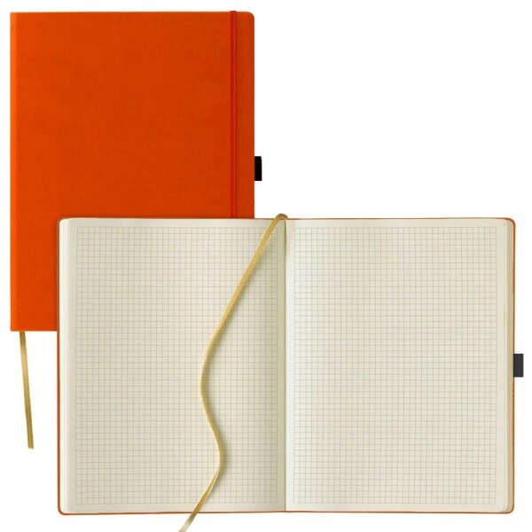 Lediberg Notizbuch Tucson ca. DIN A4 kariert, orange Hardcover 240 Seiten, 1 St.