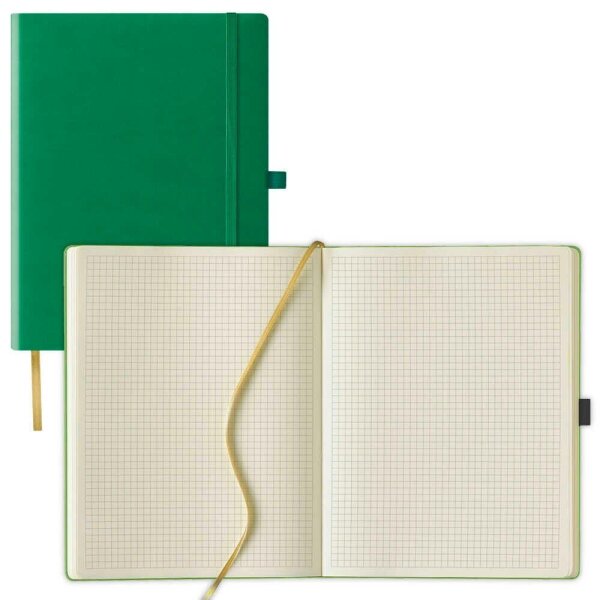 Lediberg Notizbuch Tucson ca. DIN A4 kariert, mittelgrün Hardcover 240 Seiten  ( Q28 25-927 )