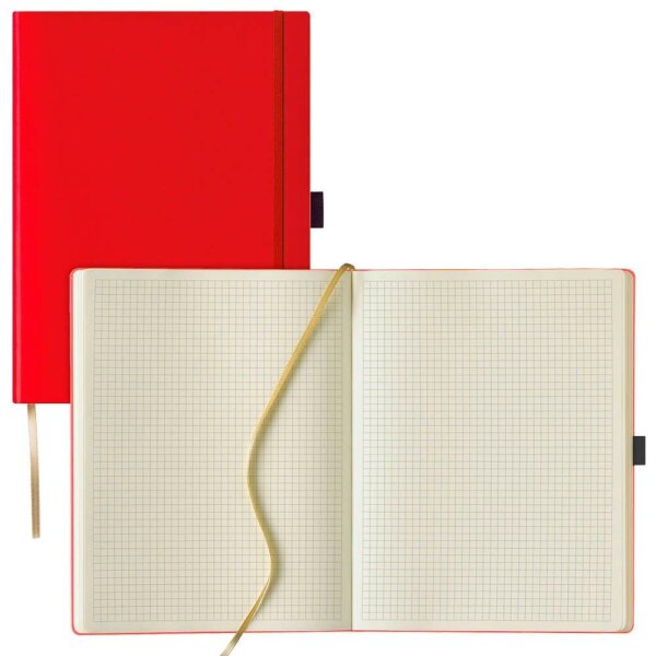 Lediberg Notizbuch ca. DIN A4 kariert, hellrot Hardcover 240 Seiten, 1 St.
