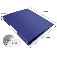 RAPESCO® Ringbuch 4-Ringe grün, rot, schwarz, dunkelblau, hellblau 3,5 cm DIN A4, 10 St.