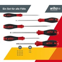 Wiha Schraubendreher-Set SoftFinish® SL/PZ 07153 6-tlg.