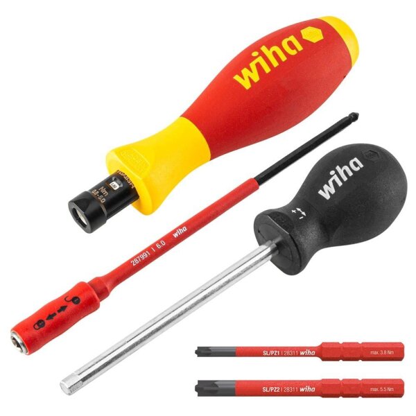 Wiha Drehmoment-Schraubendreher TorqueVario®-S electric PlusMinus/PZ 38074 5-tlg.