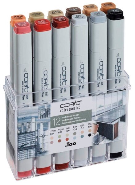 COPIC® Classic Layoutmarker-Set farbsortiert 1,0 + 6,0 mm, 12 St.