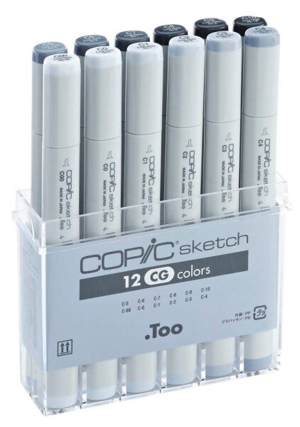 COPIC® Sketch Cool Grey Layoutmarker-Set farbsortiert 1,0 + 6,0 mm, 12 St.