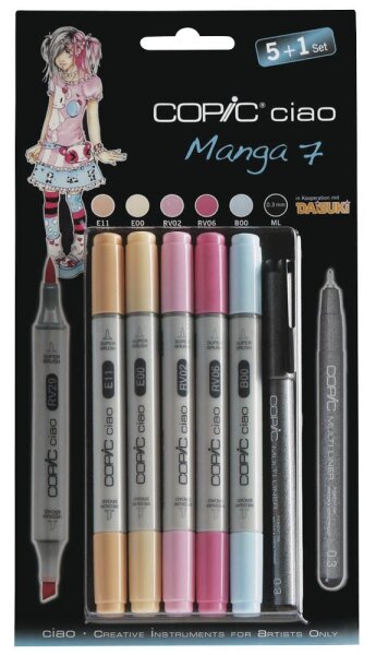 COPIC® Ciao Manga 7 Layoutmarker-Set farbsortiert 1,0 + 6,0 mm, 6 St.