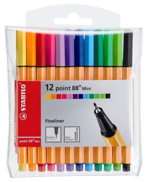 STABILO Point 88 Mini Fineliner farbsortiert 0,4 mm, 12 St.