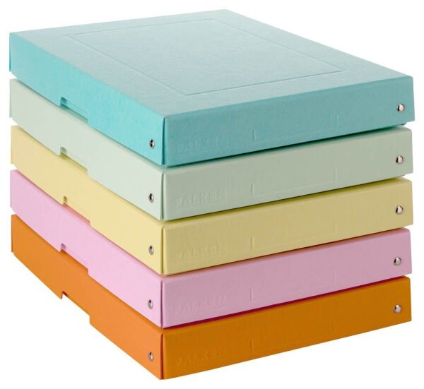 FALKEN PURE Aufbewahrungsbox 500 Blatt pastellorange, pastellblau, pastellrosa, pastellgrün, pastellgelb 24,0 x 32,0 x 4,0 cm, 5 St.