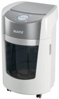 LEITZ IQ OptiMax Small Office 350 Aktenvernichter mit Partikelschnitt P-5, 2 x15 mm, bis 8 Blatt, weiß