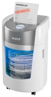 LEITZ IQ OptiMax Small Office 350 Aktenvernichter mit Partikelschnitt P-5, 2 x15 mm, bis 8 Blatt, weiß