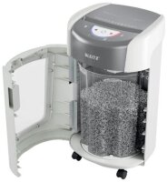 LEITZ IQ OptiMax Home Office 225 Aktenvernichter mit Partikelschnitt P-5, 2 x 15 mm, bis 6 Blatt, weiß
