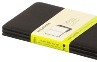 MOLESKINE Notizbücher Cahier ca. DIN A6 blanko, schwarz Softcover 64 Seiten, 3 St.