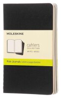 MOLESKINE Notizbücher Cahier ca. DIN A6 blanko, schwarz Softcover 64 Seiten, 3 St.