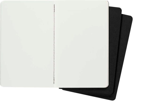 MOLESKINE Notizbücher Cahier ca. DIN A5 blanko, schwarz Softcover 80 Seiten, 3 St.