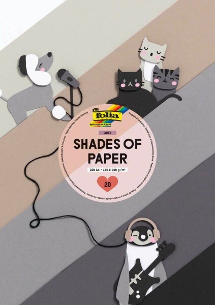 folia Tonpapier Shades of Paper - grey farbsortiert 130 g/qm 20 Blatt
