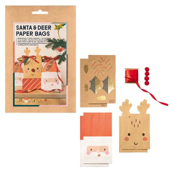 folia Papiertüten Santa & Deer mehrfarbig