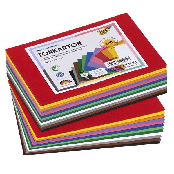 folia Tonpapier farbsortiert 180 g/qm 120 Blatt