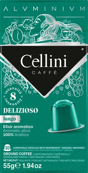 Cellini LUNGO DELIZIOSO Kaffeekapseln, Arabicabohnen kräftig, 10 St.