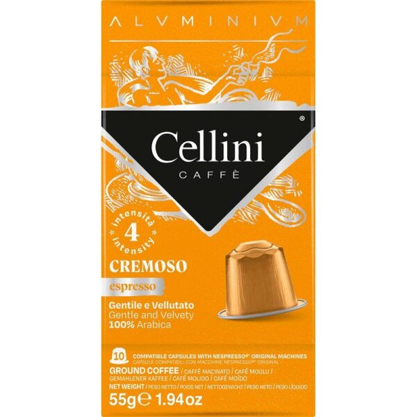 Cellini ESPRESSO CREMOSO  Kaffeekapseln Arabicabohnen 10 Portionen  ( 8682110 )
