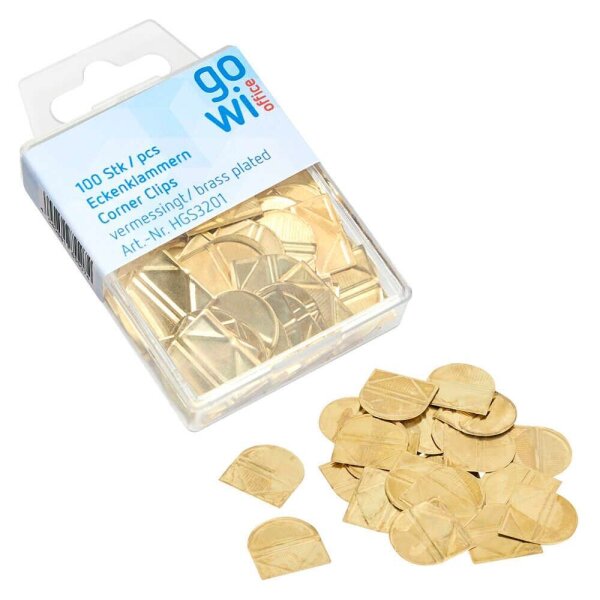 Gowi Eckenklammern gold 1,9 x 1,8 cm, 100 St.