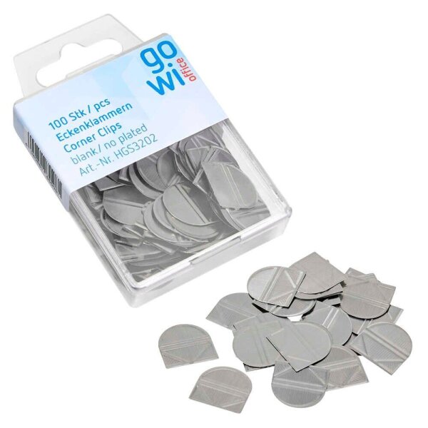 Gowi Eckenklammern silber 1,9 x 1,8 cm, 100 St.