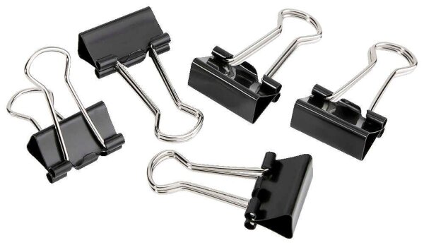 Gowi Foldbackklammern schwarz 1,9 cm, 12 St.