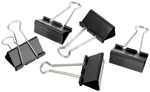 Gowi Foldbackklammern schwarz 5,1 cm, 12 St.