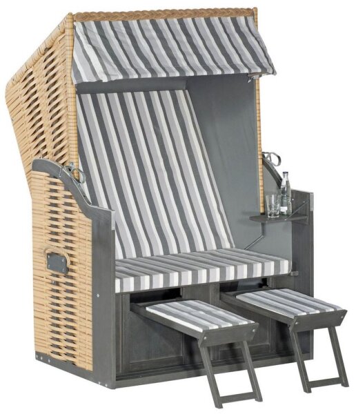 Sunny Smart® Strandkorb Rustikal 15Z grau, creme, weiß, braun Kunststoff, Holz, 1-teilig