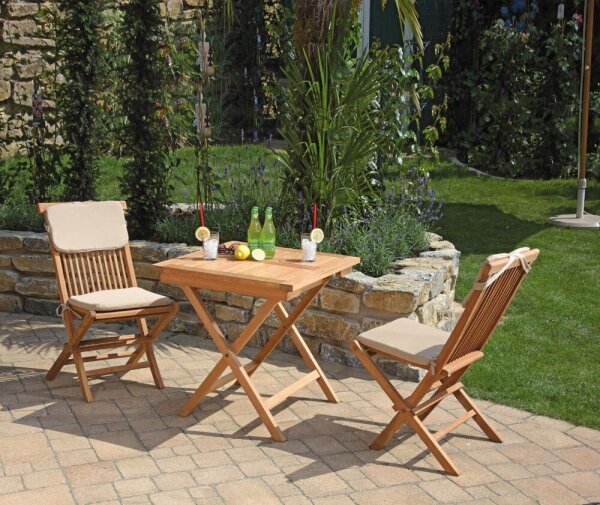 Sunny Smart® Sitzgruppe Bristol creme, braun Holz, 7-teilig