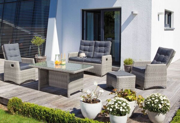 Sunny Smart® Sitzgruppe Roseville dunkelgrau, hellgrau Kunststoff, Metall, 13-teilig