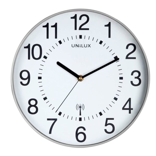 unilux Wanduhr Maxi Wave weiß grau Kunststoff, Ø 37,5 cm