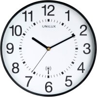 unilux Wanduhr Maxi Wave weiß schwarz Kunststoff,...