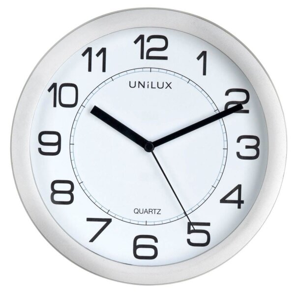 unilux Wanduhr Attraction weiß grau Kunststoff, Ø 22,0 cm  ( 400094404 )