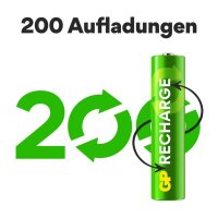 GP Akkus Recharge Ni-MH Micro AAA 800 mAh, 4 St.
