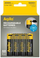 Aqiila® USB-Akkus mit Ladekabel USB-C Li-Ion Mignon AA 2.000 mAh, 4 St.
