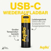 Aqiila® USB-Akkus mit Ladekabel USB-C Li-Ion Mignon AA 2.000 mAh, 4 St.