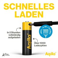Aqiila® USB-Akkus mit Ladekabel USB-C Li-Ion Mignon AA 2.000 mAh, 4 St.