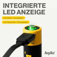 Aqiila® USB-Akkus mit Ladekabel USB-C Li-Ion Mignon AA 2.000 mAh, 4 St.