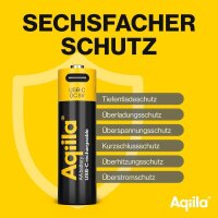 Aqiila® USB-Akkus mit Ladekabel USB-C Li-Ion Mignon AA 2.000 mAh, 4 St.