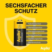 Aqiila® USB-Akkus mit Ladekabel USB-C Li-Ion CR123A 750 mAh, 2 St.