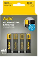 Aqiila® USB-Akkus mit Ladekabel USB-C Li-Ion Mignon AA 600 mAh, 4 St.