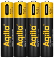Aqiila® USB-Akkus mit Ladekabel USB-C Li-Ion Mignon...